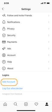 instagram marketing settings add account